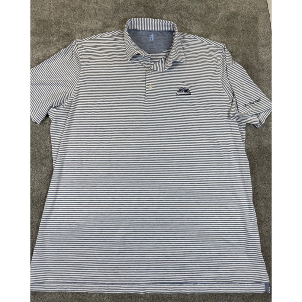 Johnnie-O Mens XXL Featherweight Striped Polo Shirt Blue White The River 2022